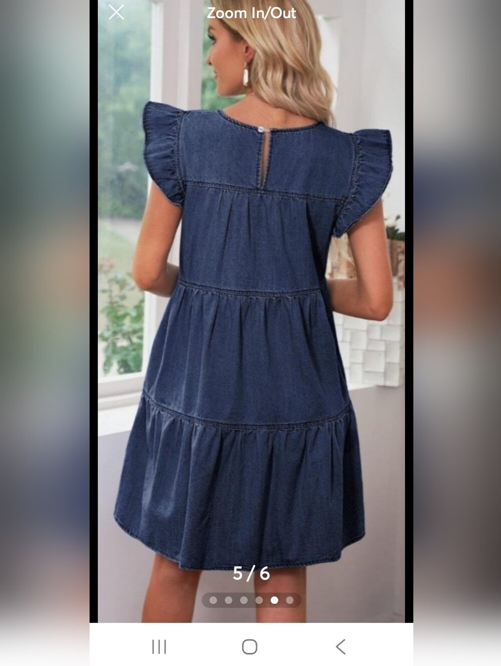 Denim Blue Ruffle Sleeve Tiered Dress - Picture 3 of 5